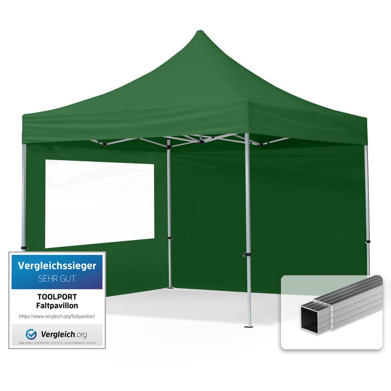 foto del prodotto house of tents gazebo pieghevole giardino 3x3m 2 laterali alluminio telo idrorepellente padiglione mercati sagre verde