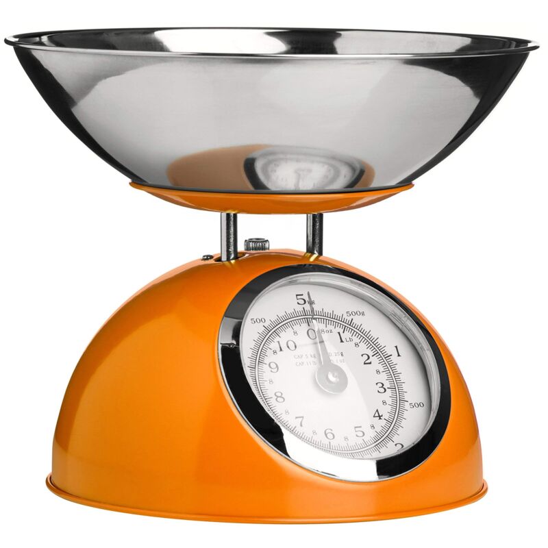 foto del prodotto housewares 0807282 bilancia da cucina, 5 kg, con ciotola in acciaio inox, arancione premier