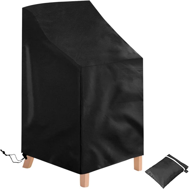 foto del prodotto housse de chaise de jardin housse de chaise empilable imperm able robuste tissu oxford 420d noir 120x65x65 80cm