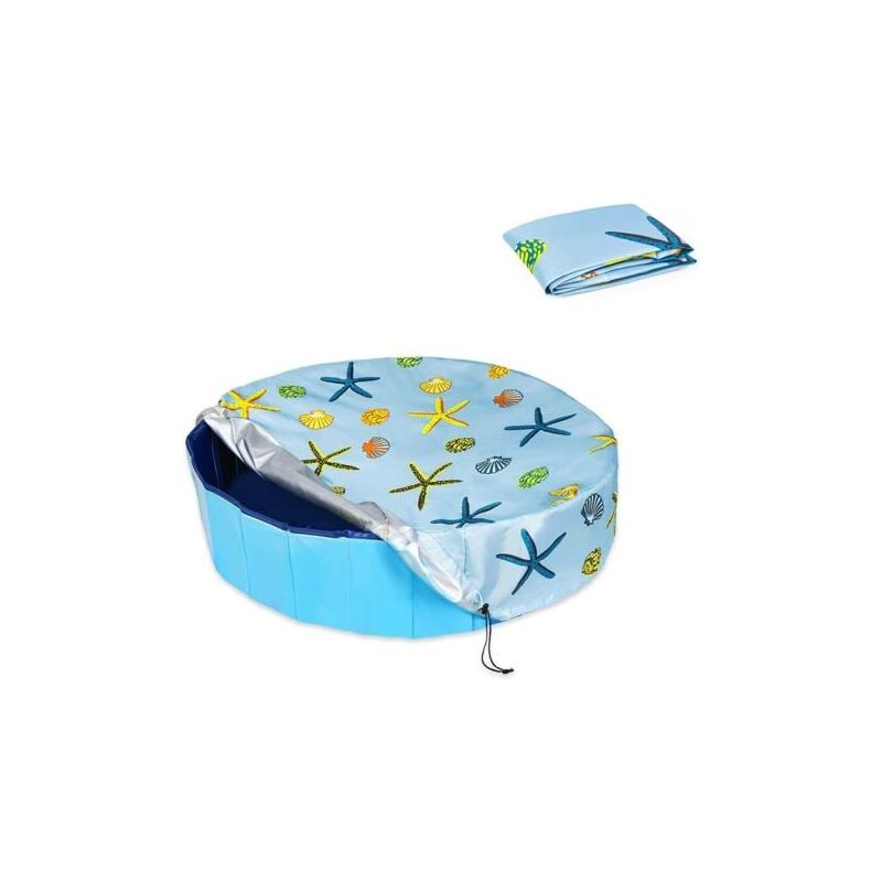 foto del prodotto housse de piscine ronde pliable pour chien 16020cm rev tement en pvc imperm able et protection uv, tanche, lavable, accessoires de bain pour enfants
