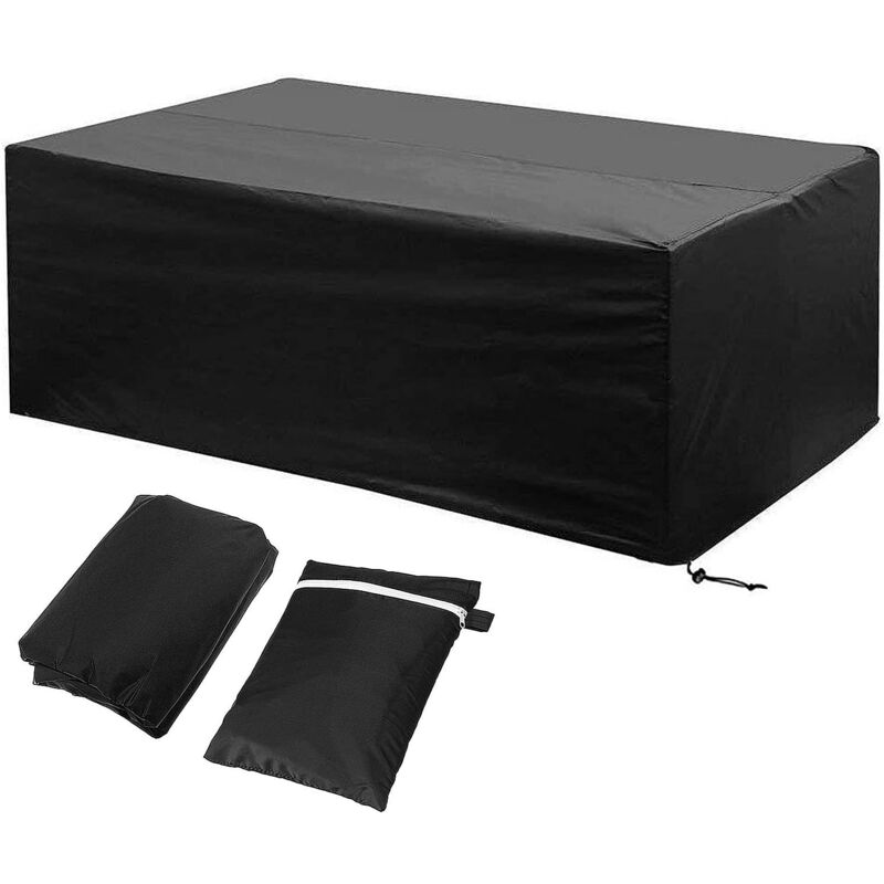 foto del prodotto housse de protection mobilier exterieur 242x162x100cm etanche coupe vent poussi re tissu oxford noir housses de meubles avec boucle de verrouillage