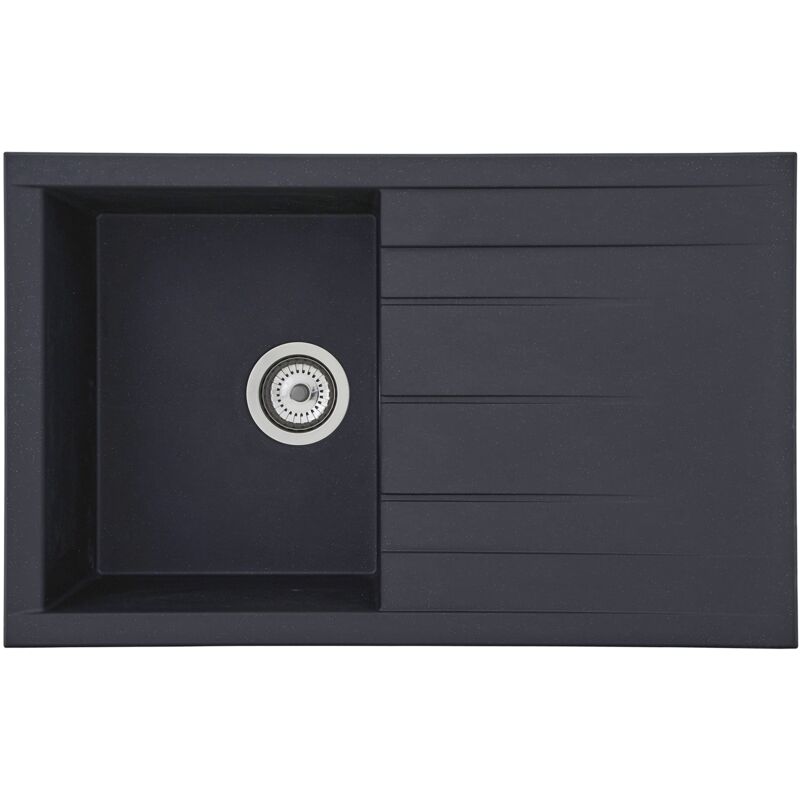 foto del prodotto houston lavello in mineralite nero lavello da incasso a 1 vasca da 80 x 50 cm lavello adatto a basi da 50 cm di larghezza respekta