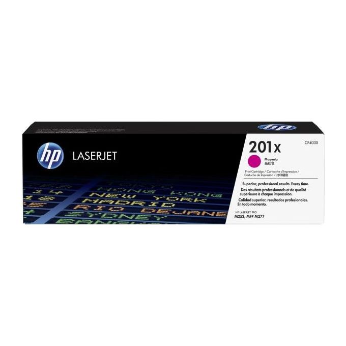 foto del prodotto hp 201x magenta originale laserjet cartuccia toner cf403x per color laserjet m277dn, m277dw, color laserjet pro m252dn, m252dw, m252n, m277dw, m277n