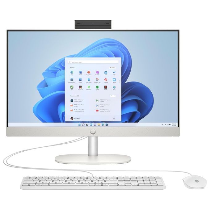 foto del prodotto hp 24 cr0011nl pc amd ryzen 5 7520u 605 cm 23.8 pollici 1920 x 1080 pixel 8 gb lpddr5 sdram 512 gb ssd pc all in one windows 11 home wi fi 6 802.11ax bianco