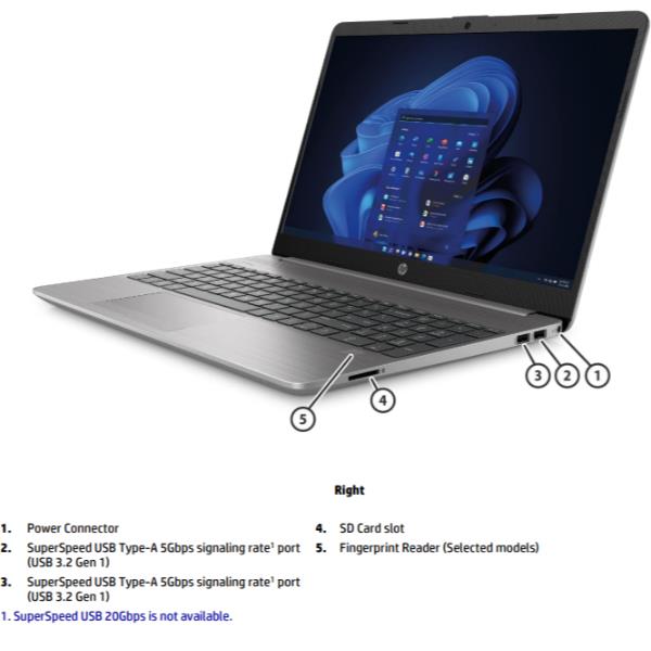 foto del prodotto hp 255 15.6 inch g10 notebook pc amd ryzen 5 7520u computer portatile 39,6 cm 15.6 full hd 8 gb ddr4 sdram 512 gb ssd wi fi 6 802.11ax freedos argento