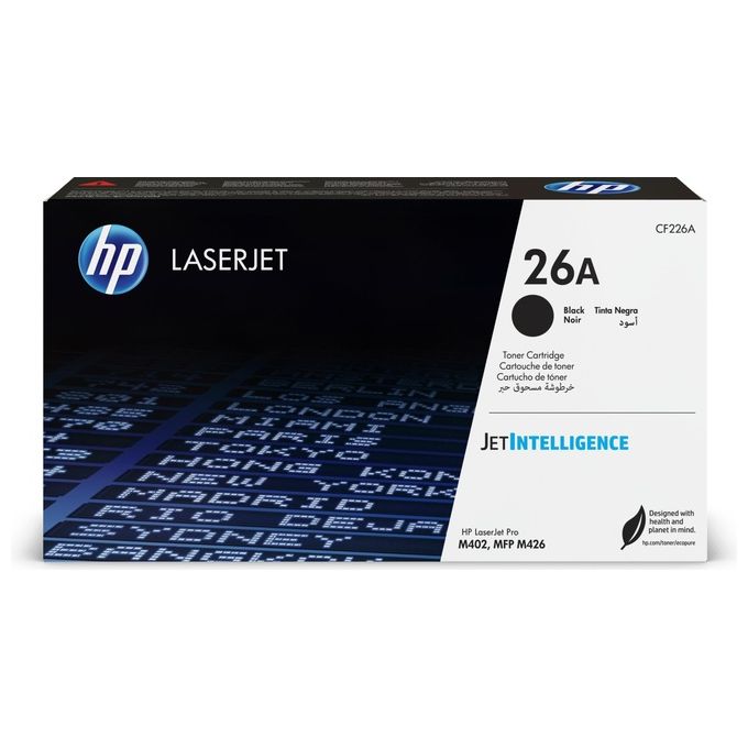 foto del prodotto hp 26a nero originale laserjet cartuccia toner cf226a per laserjet pro m402d, m402dn, m402dw, m402n, mfp m426dw, mfp m426fdn, mfp m426fdw
