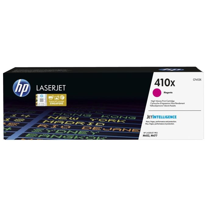 foto del prodotto hp 410x cf413x cartuccia toner originale ad alta capacita per stampanti hp laserjet pro della serie m300, m450 e m470, jetintelligence, magenta