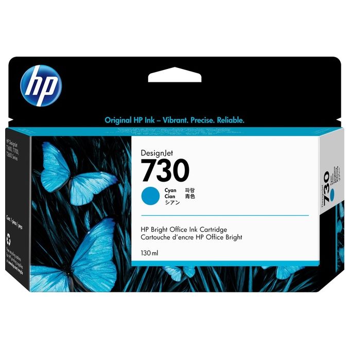 foto del prodotto hp 730 cartuccia inchiostro originale 130 ml ciano designjet t1700, t1700 postscript, t1700dr, t1700dr postscript