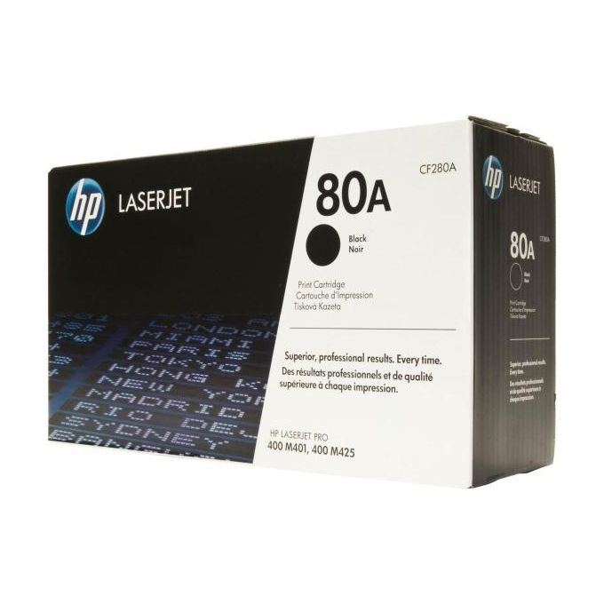 foto del prodotto hp 80a cf280a, cartuccia toner originale, da 2.560 pagine per hp laserjet pro 400 m401a,400 m401d,400 m401dn,400 m401dne,400 m401dw,400 m401n,mfp m425dn,mfp m425dw nero