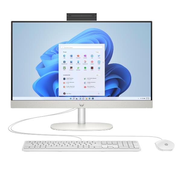 foto del prodotto hp all in one 24 cr0011nl pc amd ryzen 5 7520u 60,5 cm 23.8 1920 x 1080 pixel pc all in one 8 gb lpddr5 sdram 512 gb ssd windows 11 home wi fi 6 802.11ax bianco