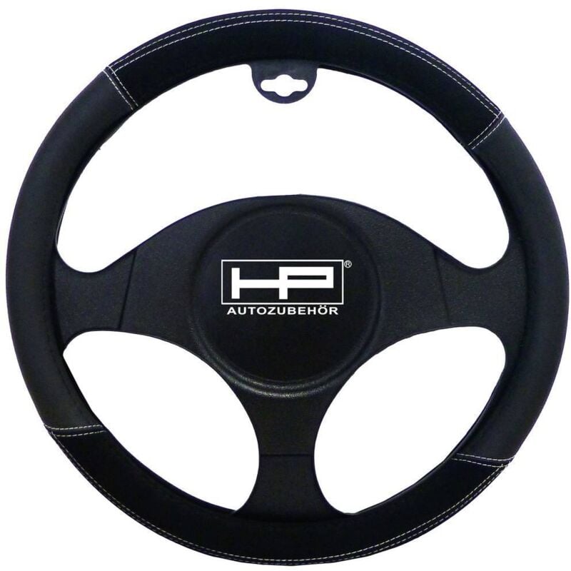 foto del prodotto hp autozubeh r coprivolante x a 39 cm x 4 cm velour, ecopelle nero 37 39 cm