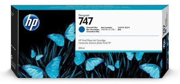 foto del prodotto hp cartuccia di inchiostro blu cromatico 747 designjet da 300 ml