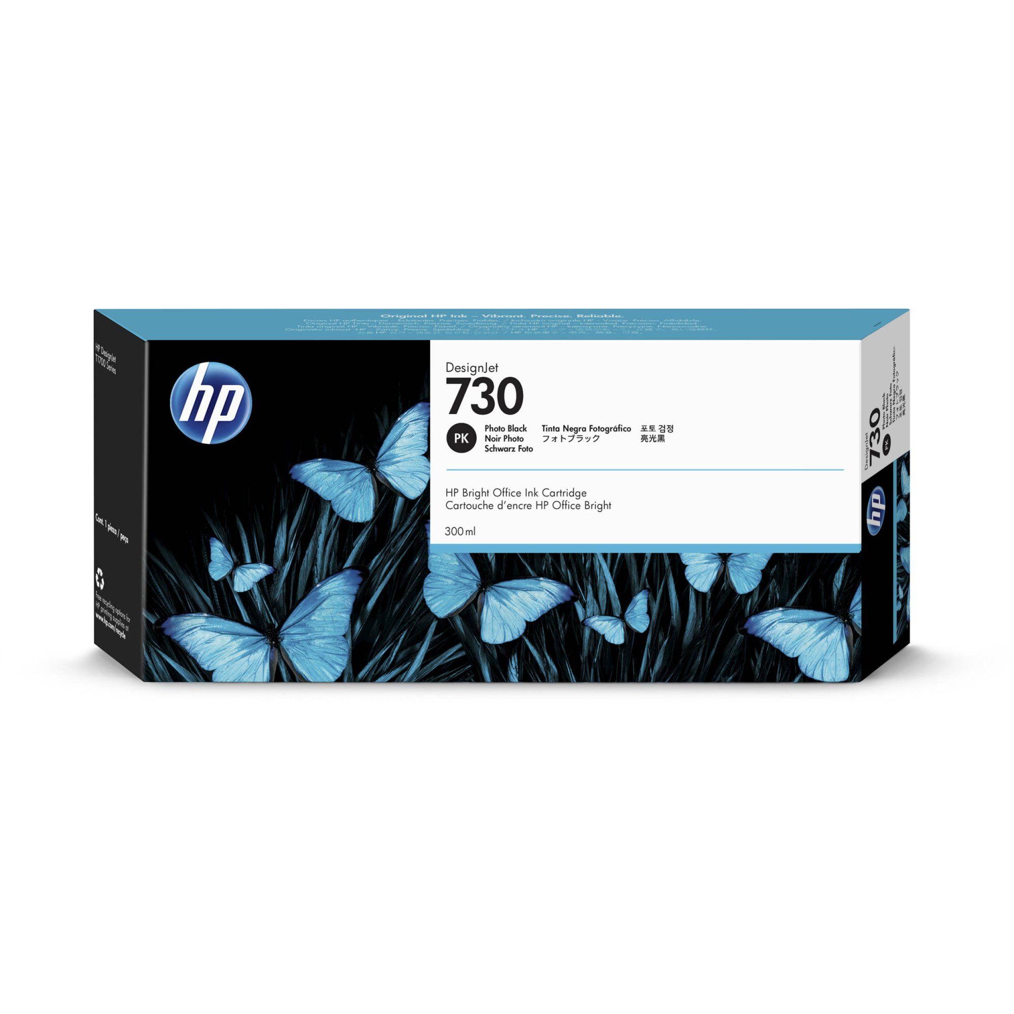 foto del prodotto hp cartuccia di inchiostro nero fotografico designjet 730 da 300 ml