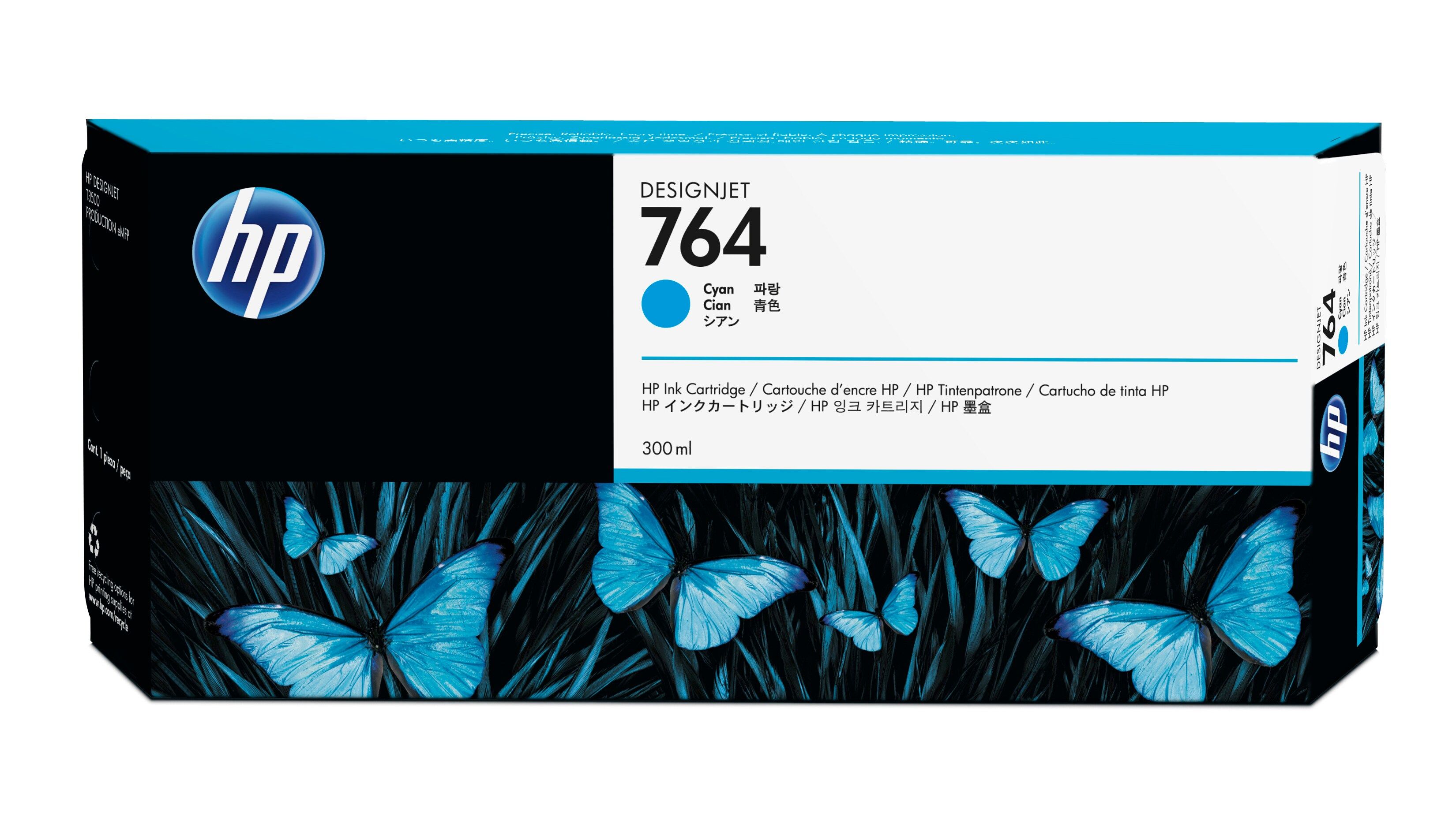 foto del prodotto hp cartuccia inchiostro ciano 764, 300 ml