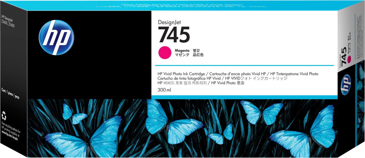foto del prodotto hp cartuccia inchiostro magenta designjet 745, 300 ml