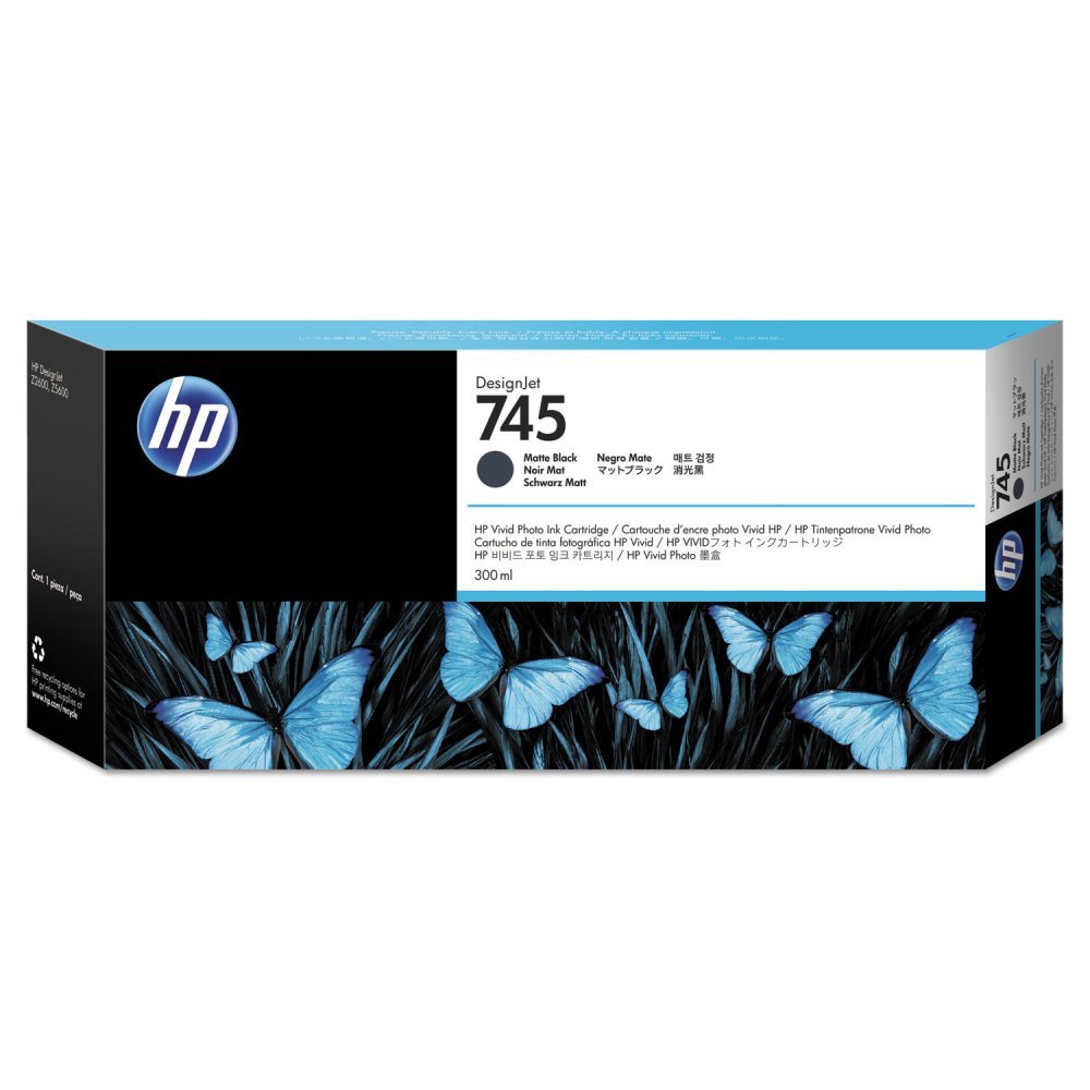foto del prodotto hp cartuccia inchiostro nero opaco designjet 745, 300 ml