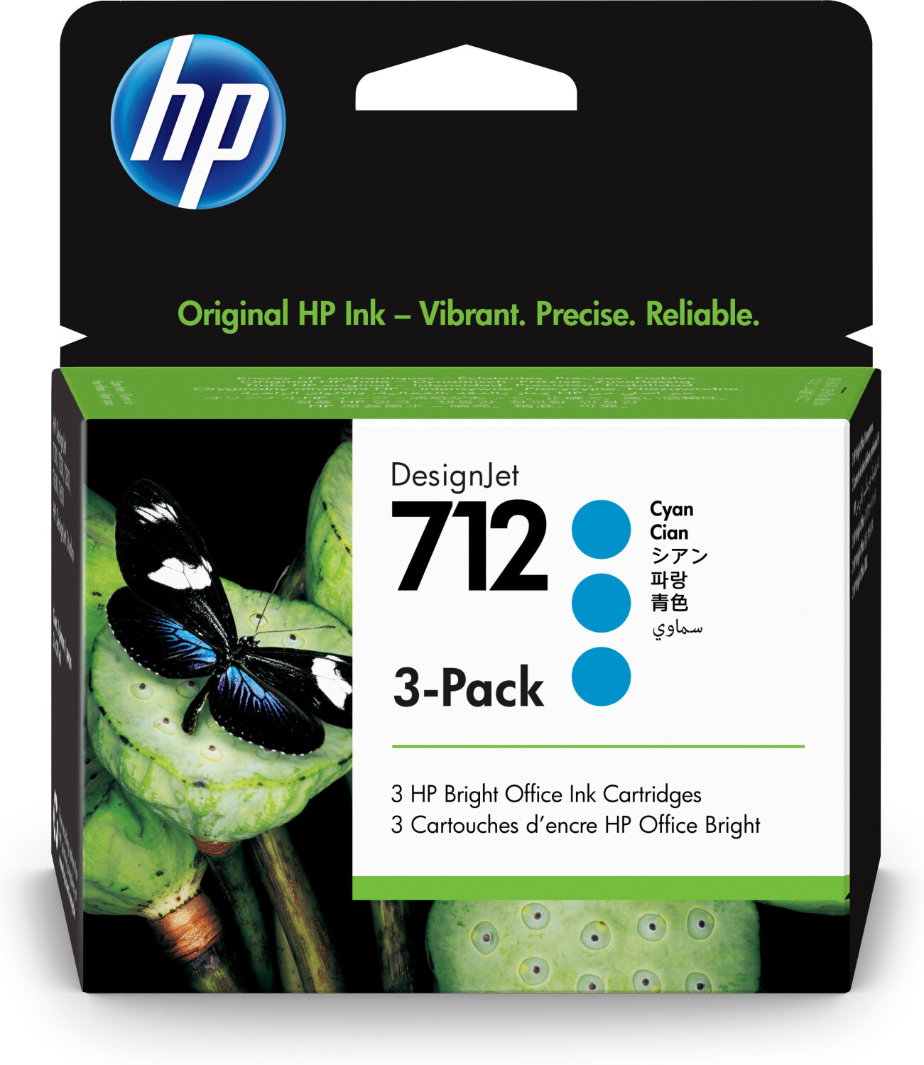 foto del prodotto hp confezione da 3 cartucce di inchiostro ciano originale designjet 712 da 29 ml