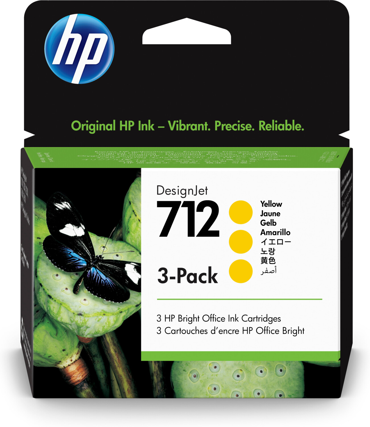 foto del prodotto hp confezione da 3 cartucce di inchiostro giallo originale designjet 712 da 29 ml