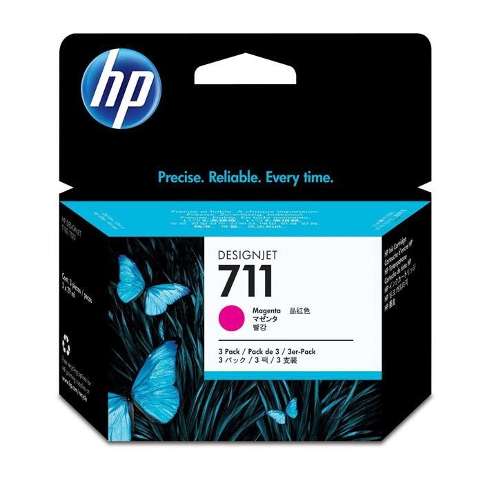 foto del prodotto hp confezione da 3 cartucce di inchiostro magenta designjet 711, 29 ml