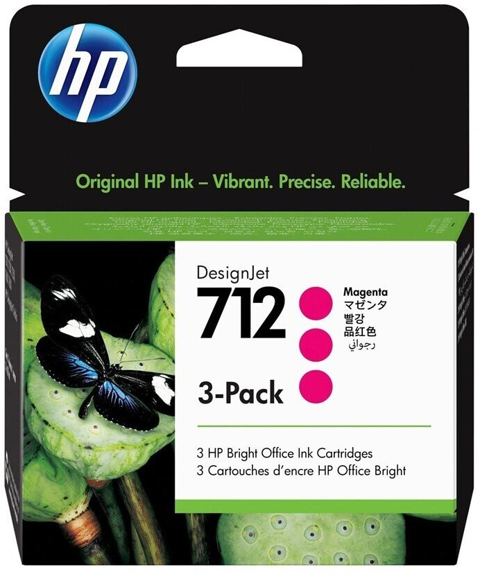 foto del prodotto hp confezione da 3 cartucce di inchiostro magenta originale designjet 712 da 29 ml