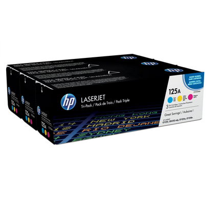 foto del prodotto hp confezione da 3 cartucce originali di toner ciano magenta giallo laserjet 125a