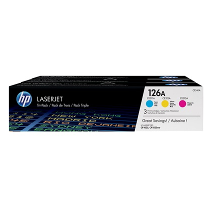 foto del prodotto hp confezione da 3 cartucce originali di toner ciano magenta giallo laserjet 126a