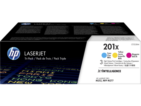 foto del prodotto hp confezione da 3 cartucce toner ciano magenta giallo originale ad alta capacit laserjet 201x
