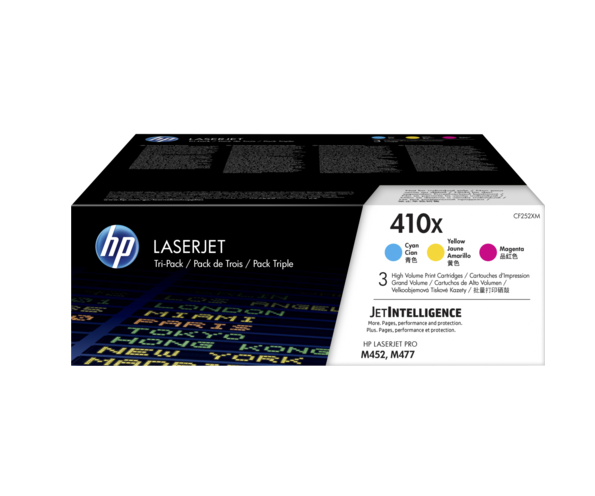 foto del prodotto hp confezione da 3 cartucce toner ciano magenta giallo originale ad alta capacit laserjet 410x