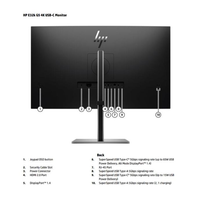 foto del prodotto hp e32k g5 4k monitor pc 31.5'' 3840x2160 pixel 4k ultra hd nero