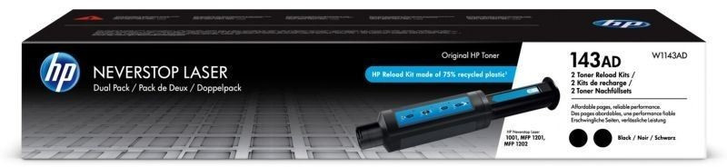 foto del prodotto hp kit ricarica toner nero originale neverstop 143ad, dual pack