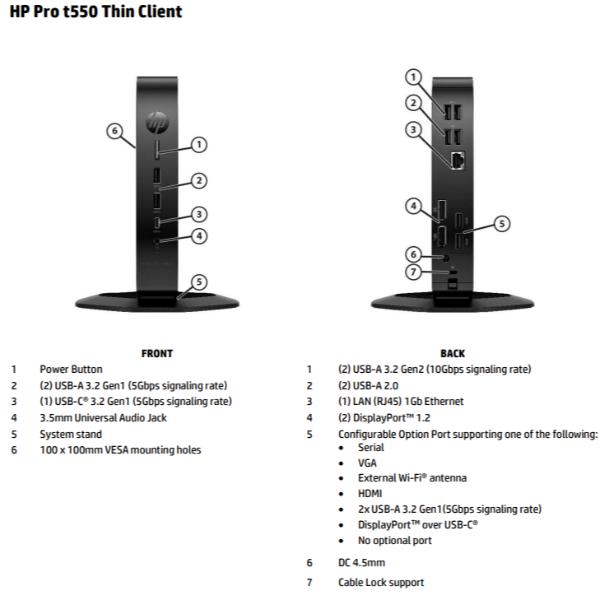 foto del prodotto hp pro t550 thin client 2 ghz windows 10 iot enterprise 1,3 kg nero j6412