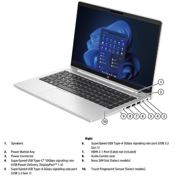 foto del prodotto hp probook 445 g10 amd ryzen™ 7 7730u computer portatile 35,6 cm (14"") full hd 8 gb ddr4-sdram 512 gb ssd wi-fi 6e (802.11ax) windows 11 pro argento