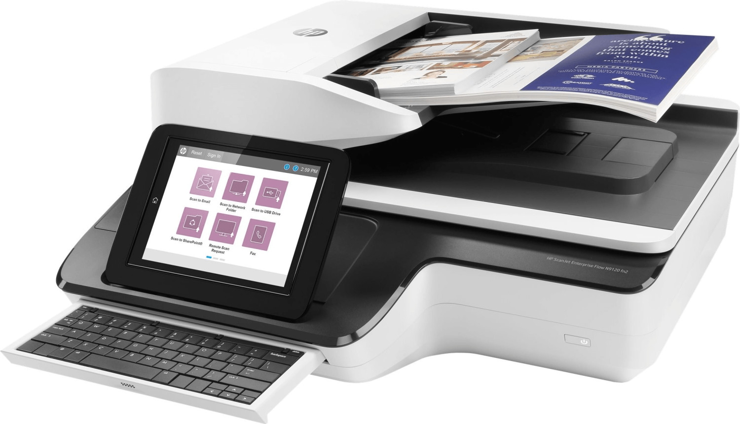 foto del prodotto hp scanjet enterprise flow n9120 fn2 scanner a piano e adf 600 x 600 dpi a3 nero, bianco