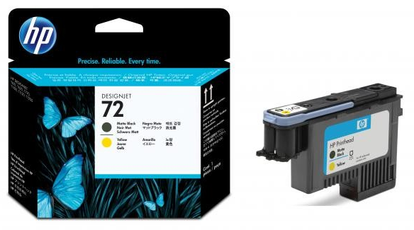 foto del prodotto hp testina di stampa nero opaco e giallo 72