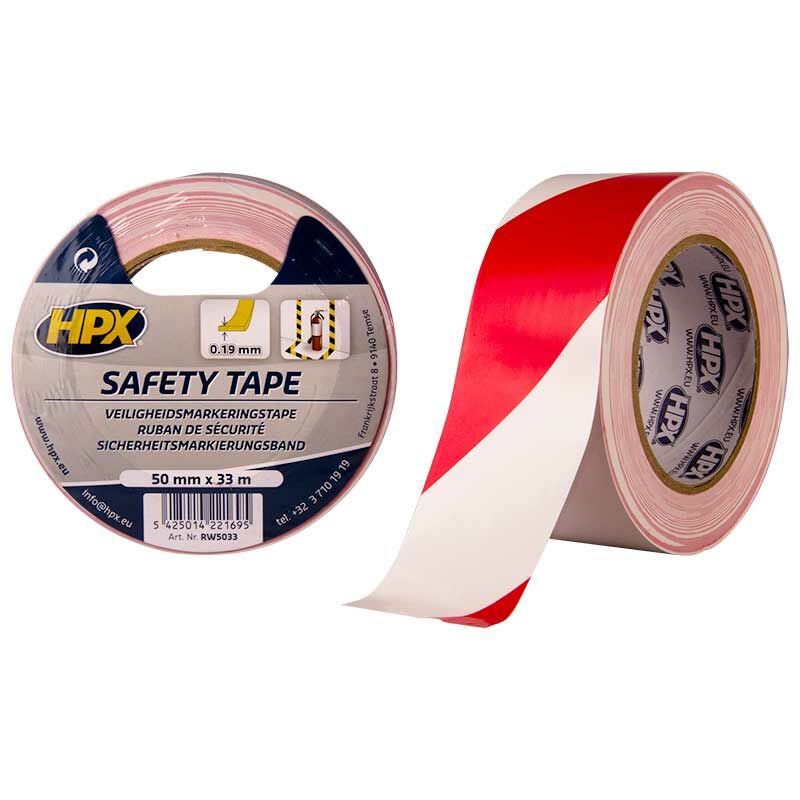 foto del prodotto hpx nastro di sicurezza autoadesivo rosso bianco 33mx50mm rw5033