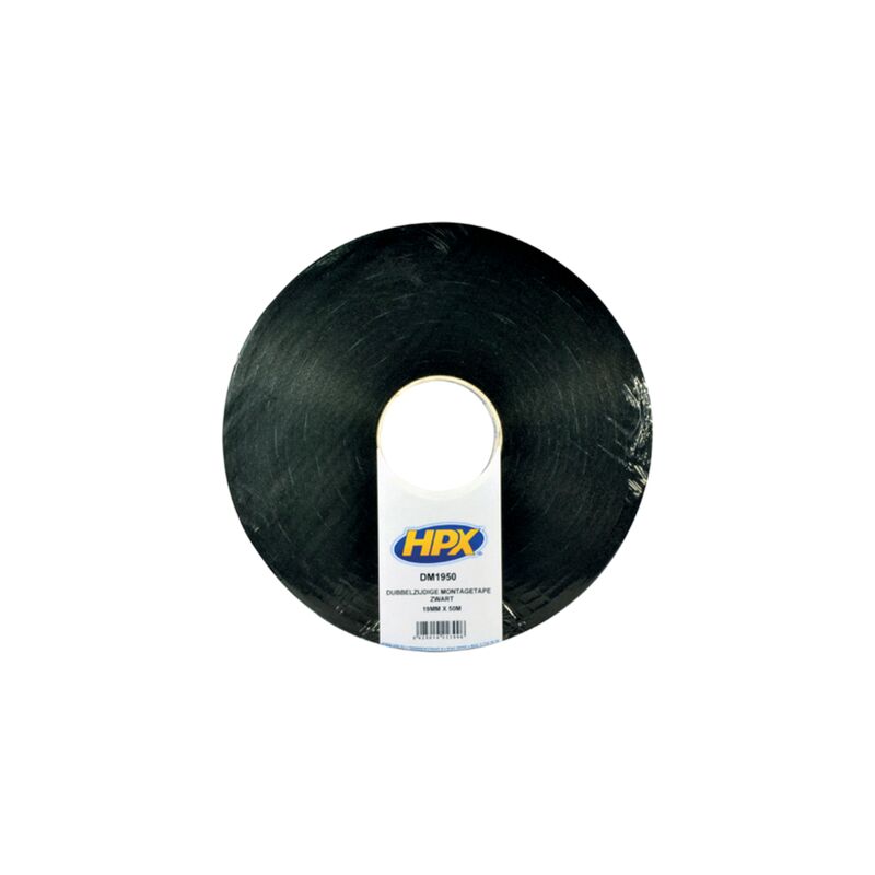 foto del prodotto hpx nastro doppio nero con forte adesione per un fissaggio permanente 19 mm x 50 m dm1950
