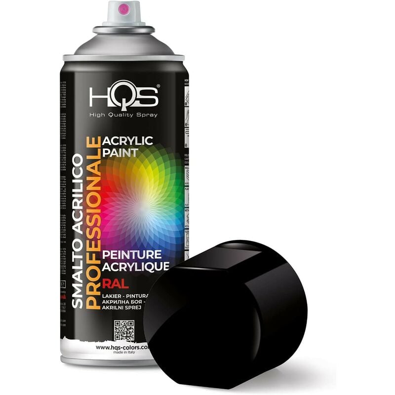 foto del prodotto hqs bomboletta di vernice spray acrilica ral 9005 nero opaco