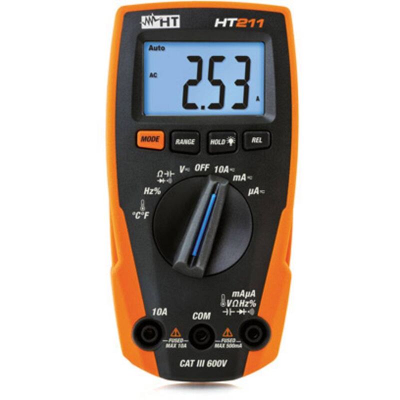 foto del prodotto ht instruments ht211 multimetro portatile digitale cat iii 600 v display counts 4000