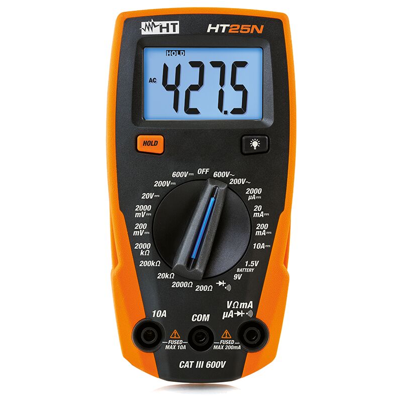 foto del prodotto ht italia multimetro digitale compatto tensione ac dc 600v corrente dc 10a ht25n ht hr00025n