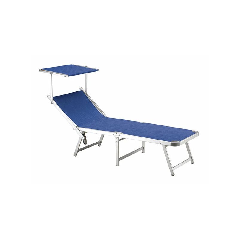 foto del prodotto hu 095 lettino prendisole mare pieghevole in tubo di alluminio 180x60xh40 cm blu