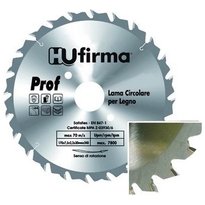 foto del prodotto hu firma lame circolari legno 24 denti mm.180