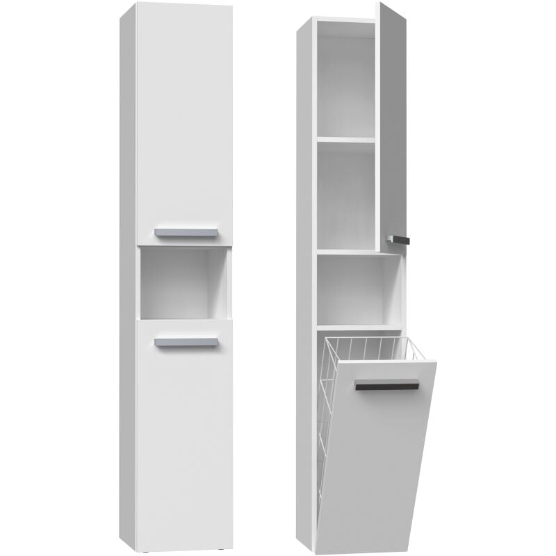 foto del prodotto hucoco horti mobile bagno con portabiancheria 31x30x174 cm colonna portaoggetti bagno