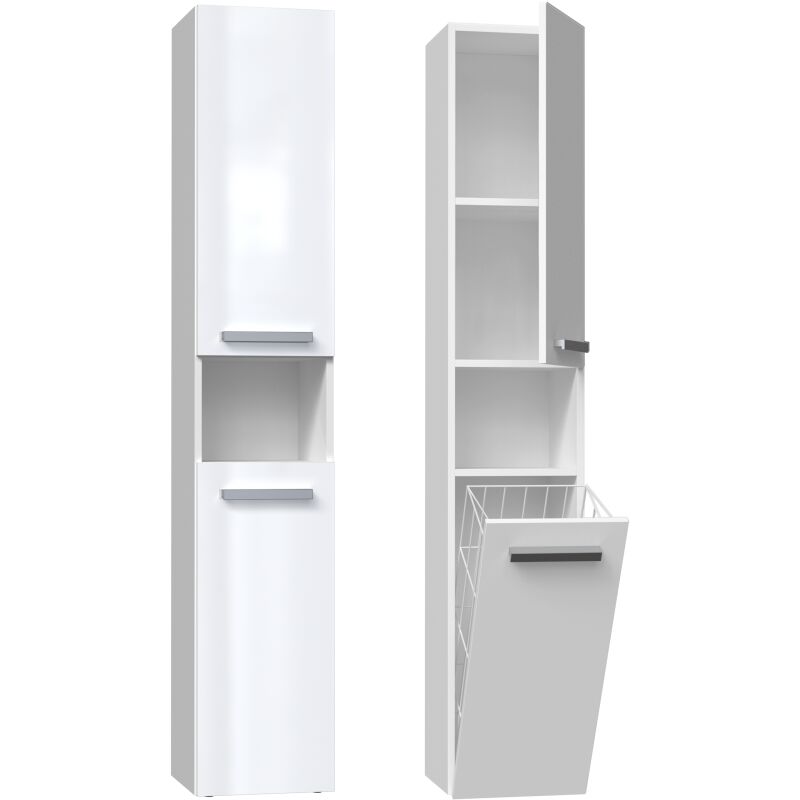 foto del prodotto hucoco horti mobile bagno con portabiancheria 31x30x174cm colonna portaoggetti bagno