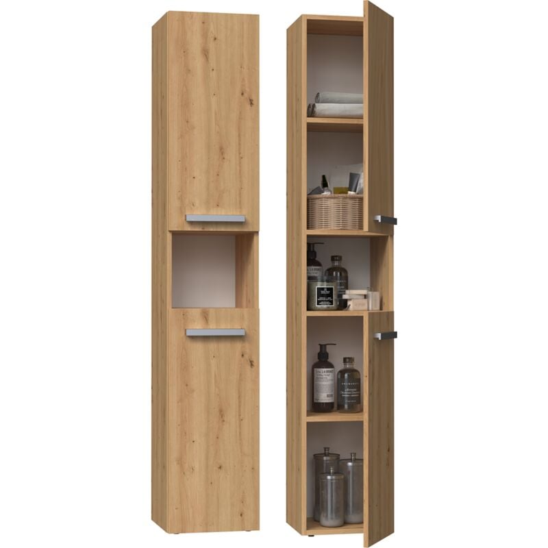foto del prodotto hucoco luana mobile bagno a 2 ante 31x30x174cm colonna portaoggetti per il bagno