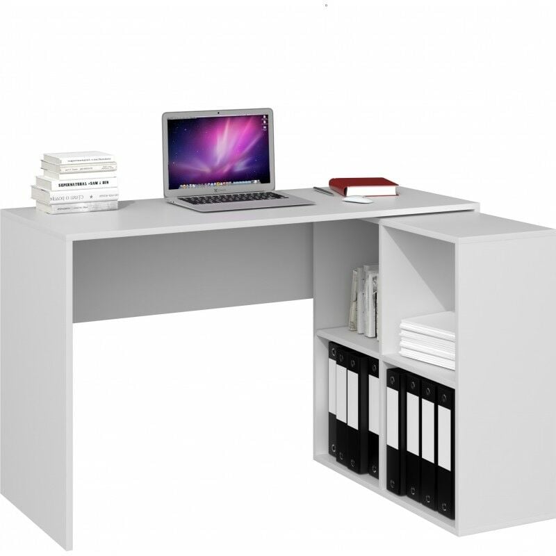 foto del prodotto hucoco malox scrivania per computer ad angolo 2 in 1 libreria mobile contenitore a 4 nicchie tavolo per computer multi spazio
