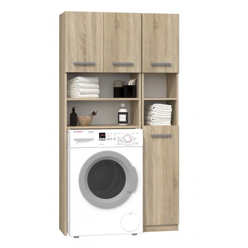 foto del prodotto hucoco marol set da bagno in stile moderno 96x30x183 4 ante 4 ripiani