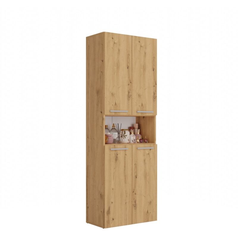 foto del prodotto hucoco moby mobile da bagno con 2 cestini di linea contenitore da bagno 174x60x30 mobile alto