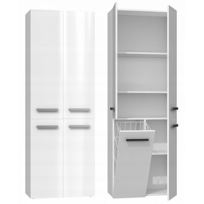 foto del prodotto hucoco rory mobile da bagno con cestone maniglie minimaliste dimensioni 174x60x30 colonna di archiviazione