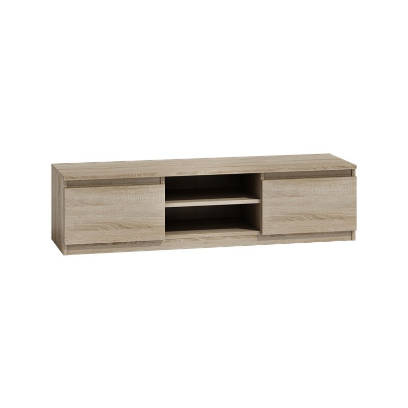 foto del prodotto hucoco tivoli mobile tv in stile moderno 140x40x36cm 2 nicchie 2 ante contenitori tv audio effetto legno