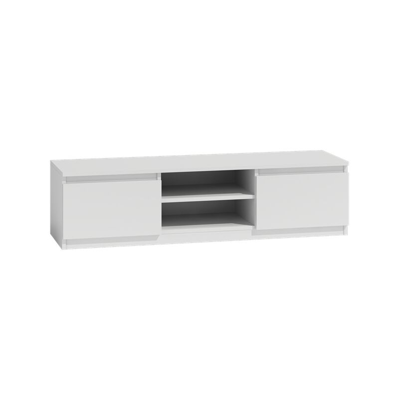 foto del prodotto hucoco tivoli mobile tv in stile moderno 140x40x36cm 2 nicchie 2 ante contenitori tv audio effetto legno